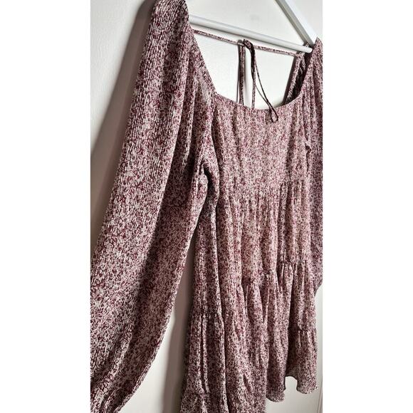 Lucy Paris Womens Small Tiered Floral Smocked Ballon Sleeve Mini Dress - Picture 3 of 8